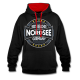 Nordsee Beaches - Frauen Kontrast-Hoodie - Schwarz/Rot