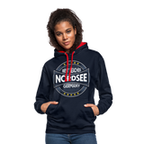 Nordsee Beaches - Frauen Kontrast-Hoodie - Navy/Rot