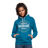 Nordsee Beaches - Frauen Kontrast-Hoodie - Pfauenblau/Grau meliert