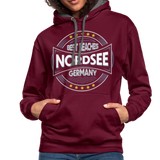 Nordsee Beaches - Frauen Kontrast-Hoodie - Weinrot/Anthrazit