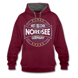 Nordsee Beaches - Frauen Kontrast-Hoodie - Weinrot/Anthrazit