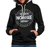 Nordsee Beaches - Frauen Kontrast-Hoodie - Schwarz/Grau meliert