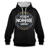 Nordsee Beaches - Frauen Kontrast-Hoodie - Schwarz/Grau meliert