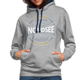 Nordsee Beaches - Frauen Kontrast-Hoodie - Grau meliert/Navy