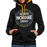 Nordsee Beaches - Frauen Kontrast-Hoodie - Schwarz/Gold