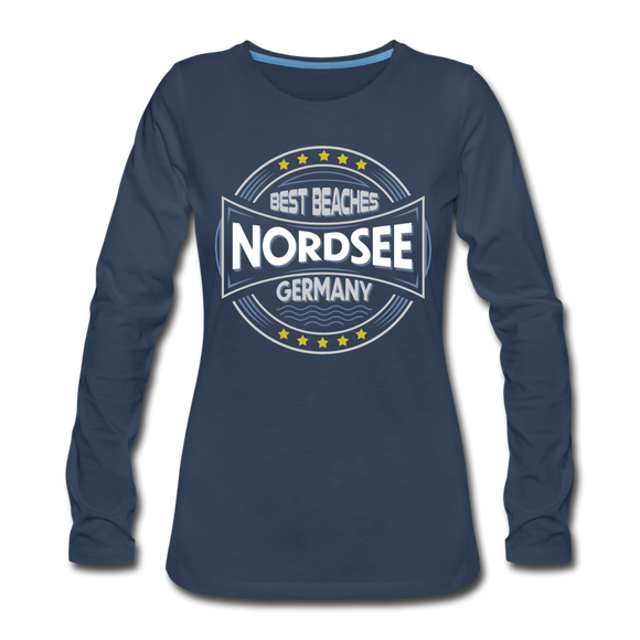 Nordsee Beaches - Frauen Premium Langarmshirt - Navy