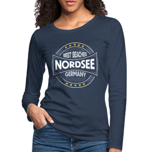 Nordsee Beaches - Frauen Premium Langarmshirt - Navy