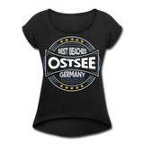 Ostsee Beaches - Frauen T-Shirt mit gerollten Ärmeln - Schwarz