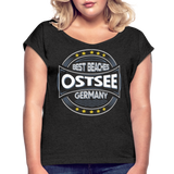 Ostsee Beaches - Frauen T-Shirt mit gerollten Ärmeln - Schwarz meliert