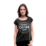 Ostsee Beaches - Frauen T-Shirt mit gerollten Ärmeln - Schwarz meliert