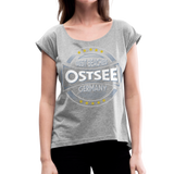 Ostsee Beaches - Frauen T-Shirt mit gerollten Ärmeln - Grau meliert