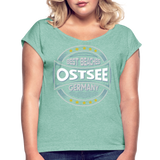 Ostsee Beaches - Frauen T-Shirt mit gerollten Ärmeln - Minze meliert