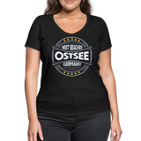 Ostsee Beaches - Frauen Bio-T-Shirt mit V-Ausschnitt von Stanley & Stella - Schwarz