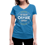 Ostsee Beaches - Frauen Bio-T-Shirt mit V-Ausschnitt von Stanley & Stella - Pfauenblau