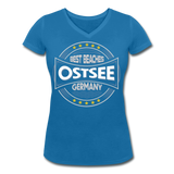 Ostsee Beaches - Frauen Bio-T-Shirt mit V-Ausschnitt von Stanley & Stella - Pfauenblau