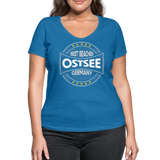 Ostsee Beaches - Frauen Bio-T-Shirt mit V-Ausschnitt von Stanley & Stella - Pfauenblau