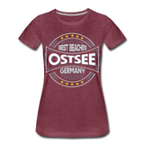 Ostsee Beaches - Frauen Premium T-Shirt - Bordeauxrot meliert