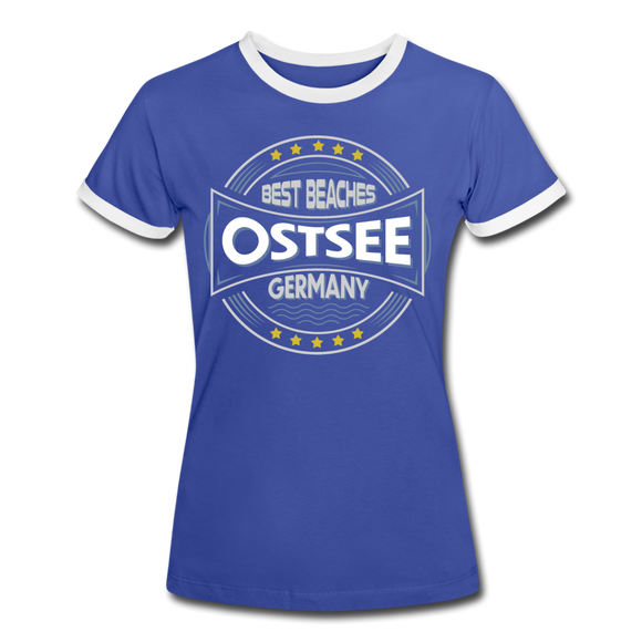 Ostsee Beaches - Frauen Kontrast-T-Shirt - Blau/Weiß