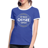 Ostsee Beaches - Frauen Kontrast-T-Shirt - Blau/Weiß