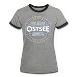 Ostsee Beaches - Frauen Kontrast-T-Shirt - Grau meliert/Schwarz