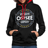 Ostsee Beaches - Frauen Kontrast-Hoodie - Schwarz/Rot