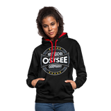 Ostsee Beaches - Frauen Kontrast-Hoodie - Schwarz/Rot