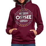 Ostsee Beaches - Frauen Kontrast-Hoodie - Weinrot/Anthrazit