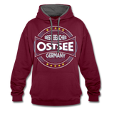 Ostsee Beaches - Frauen Kontrast-Hoodie - Weinrot/Anthrazit