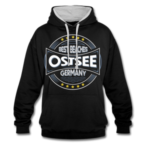 Ostsee Beaches - Frauen Kontrast-Hoodie - Navy/Rot