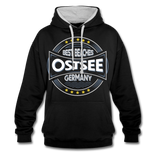 Ostsee Beaches - Frauen Kontrast-Hoodie - Schwarz/Grau meliert