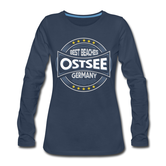 Ostsee Beaches - Frauen Premium Langarmshirt - Navy