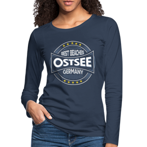 Ostsee Beaches - Frauen Premium Langarmshirt - Navy