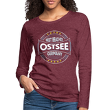 Ostsee Beaches - Frauen Premium Langarmshirt - Bordeauxrot meliert