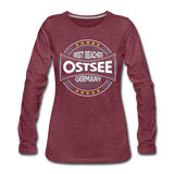 Ostsee Beaches - Frauen Premium Langarmshirt - Bordeauxrot meliert