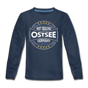 Ostsee Beaches - Teenager Premium Langarmshirt - Navy