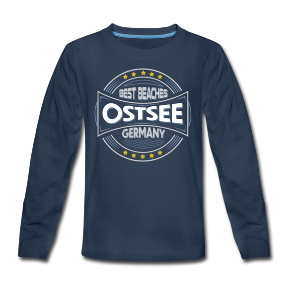 Ostsee Beaches - Teenager Premium Langarmshirt - Navy