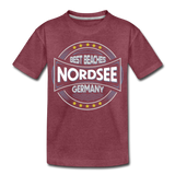 Nordsee Beaches - Kinder Premium T-Shirt - Bordeauxrot meliert