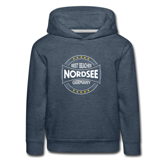 Nordsee Beaches - Kinder Premium Hoodie - Jeansblau