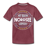 Nordsee Beaches - Teenager Premium T-Shirt - Bordeauxrot meliert