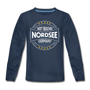 Nordsee Beaches - Teenager Premium Langarmshirt - Navy