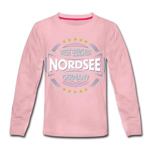 Nordsee Beaches - Kinder Premium Langarmshirt - Hellrosa