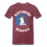 Küstenkind Nordsee - Männer Premium T-Shirt - Bordeauxrot meliert