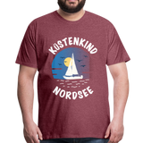 Küstenkind Nordsee - Männer Premium T-Shirt - Bordeauxrot meliert