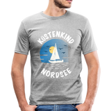 Küstenkind Nordsee - Männer Slim Fit T-Shirt - Grau meliert