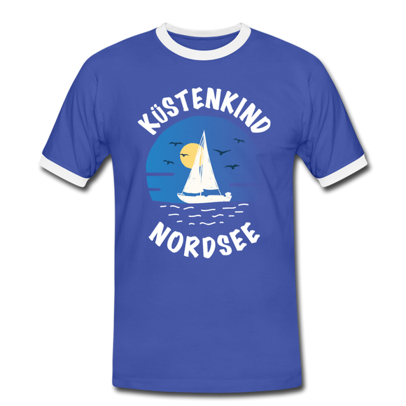 Küstenkind Nordsee - Männer Kontrast-T-Shirt - Blau/Weiß