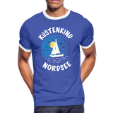 Küstenkind Nordsee - Männer Kontrast-T-Shirt - Blau/Weiß