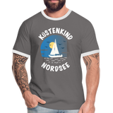 Küstenkind Nordsee - Männer Kontrast-T-Shirt - Dunkelgrau/Weiß