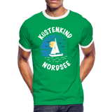 Küstenkind Nordsee - Männer Kontrast-T-Shirt - Kelly Green/Weiß