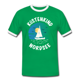 Küstenkind Nordsee - Männer Kontrast-T-Shirt - Kelly Green/Weiß