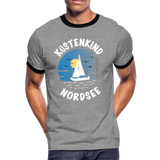 Küstenkind Nordsee - Männer Kontrast-T-Shirt - Grau meliert/Schwarz